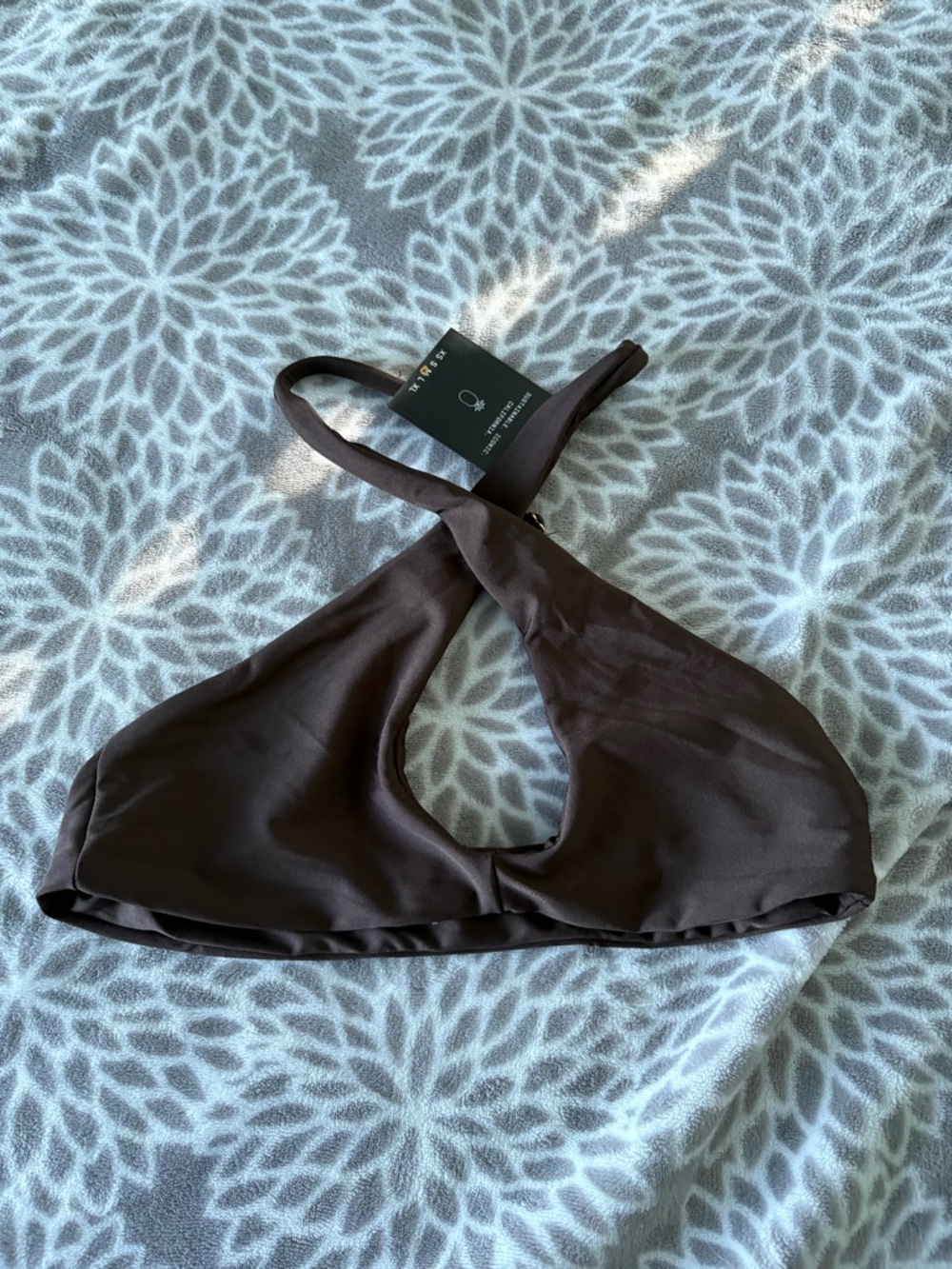 Skatie Jasmine Cross-Front Bikini Top — Toasted Brown - Picture 3 of 5